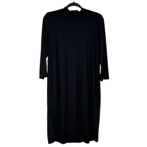 J. Jill Wearever Midi Dress Womens Size MEDIUM Mock Neck Pullover Stretch BLACK